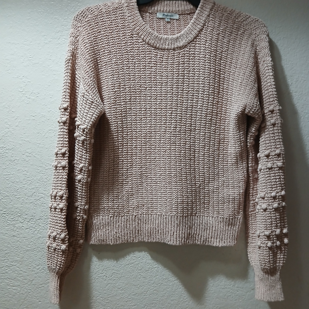 madewell size xs Women's Pink Sweater with Textured Sleeves